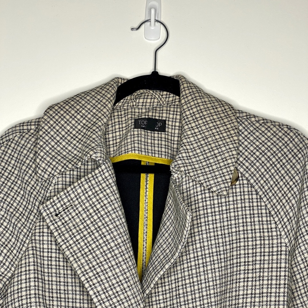 TOPSHOP Beige Plaid Long Trench Coat Size w/ Adjustable Belt US 2 | Preowned - Picture 3 of 7